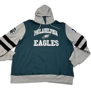 Philadelphia Eagles Hoodie Mens 2XL Teal Gray NFL Football Pullover Sweatshirt